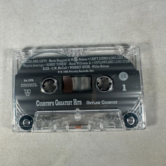 Countrys Greatest Hits Volume 15 Cassette Outlaw Country Willie Nelson 1992 - Picture 3 of 4